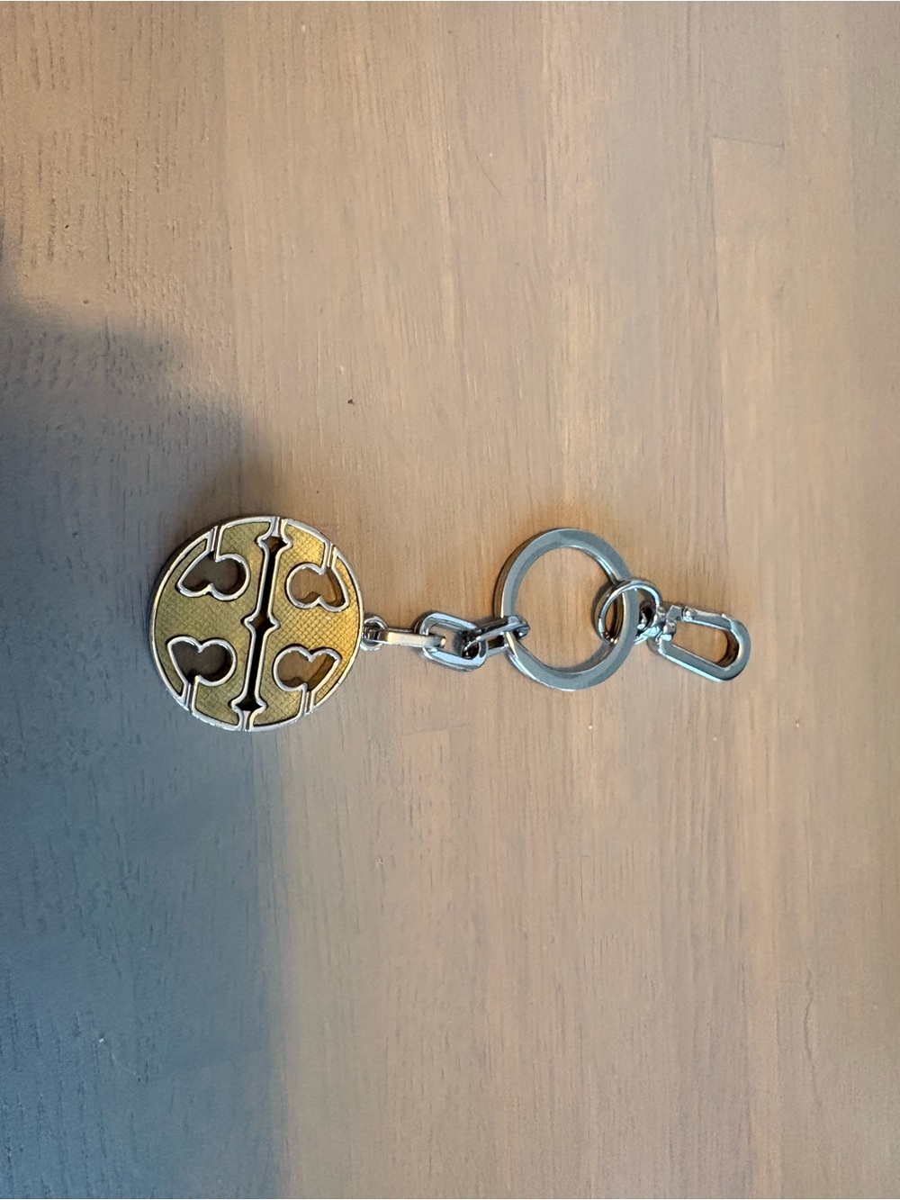 Tory Burch Gold/gray -tone Heart Logo Keychain